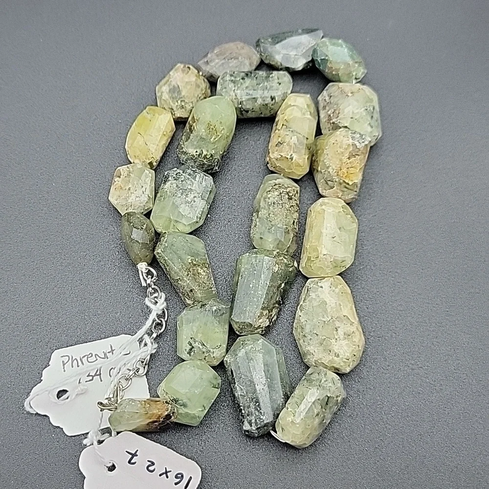 Faceted Agate Prehnite 734 Cts Beaded Natural Gemstone Necklace Unisex Crystal